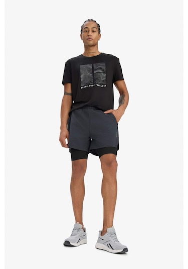 DeFactoFit Slim Fit Dar Kesim Sporcu Taytlı Dokuma Şort D7809AX25SPAR231