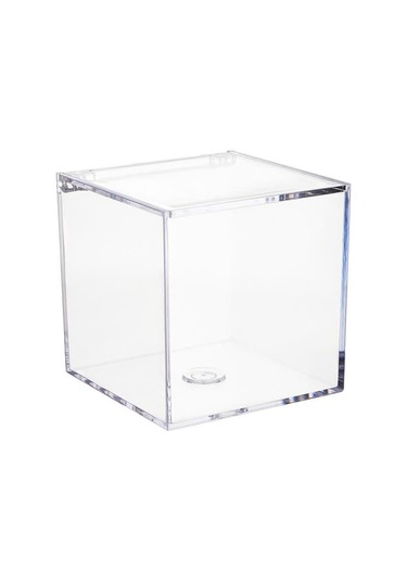 Şeffaf Akrilik Kutular Kapaklı Küçük Kare Küp Kaplar Plastik Saklama Düzenleyici Şeffaf