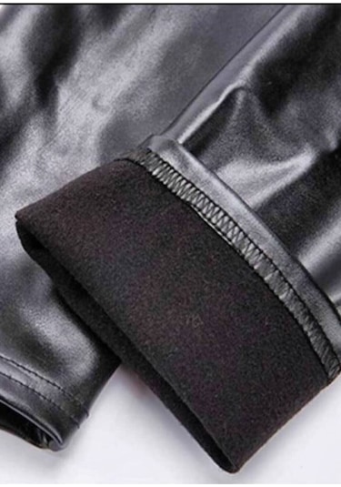 Incebelli Kadın Siyah Mat Deri Taytsiyah Matm Siyah