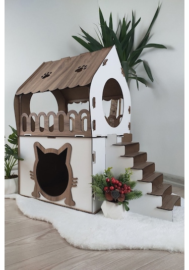 Kedi Evi 2 Katlı Merdivenli
