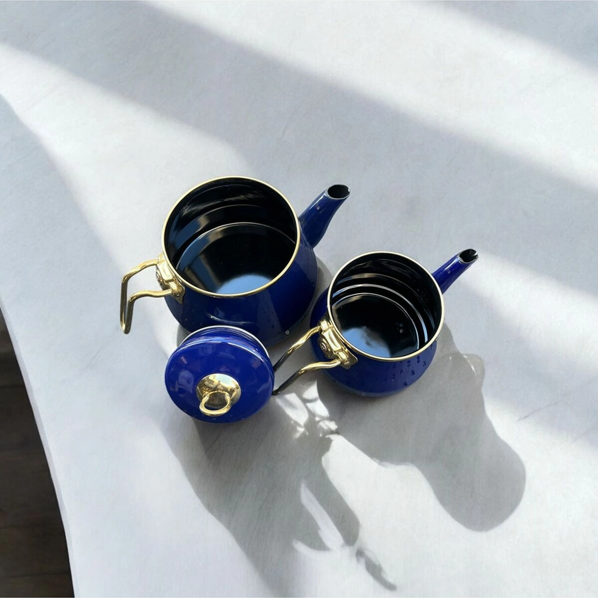 Taşev Robin Emaye Çaydanlık Takımı Lacivert Lacivert