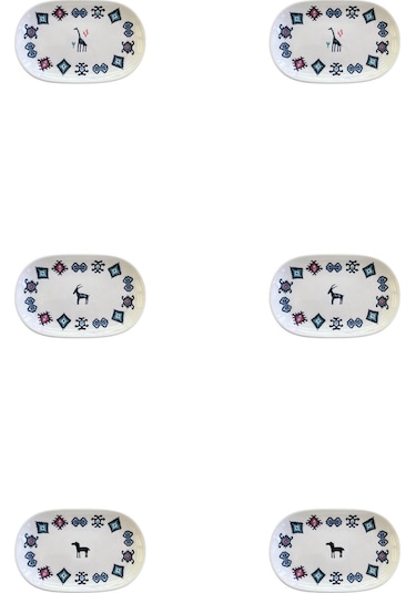 Porser Porselen Hitit Oval Kayık Tabak Takımı 20x13cm 6 Parça Tvl6okyprs1229 Çok Renkli