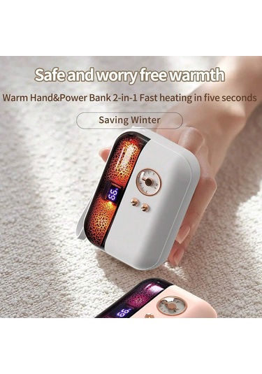 Hx-869 4000mah Kış Elektrikli El Isıtıcı Dijital Ekran Güç Bankası - Beyaz