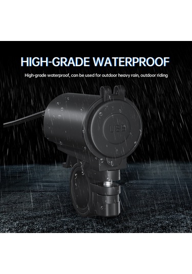 Yunboo Siyah Ip65 Su Geçirmez Dc12-24v Anahtarlı Şarj Soketi - Qc3.0 Hızlı Ve 5v/2.4a Usb Çıkışlı, Mavi Işık Ve Montaj Braketi