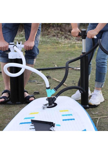 Şişme Bot Hava Valfi Adaptörü Çift Kafa Hava Pompası Adaptör Konnektörü Mavi