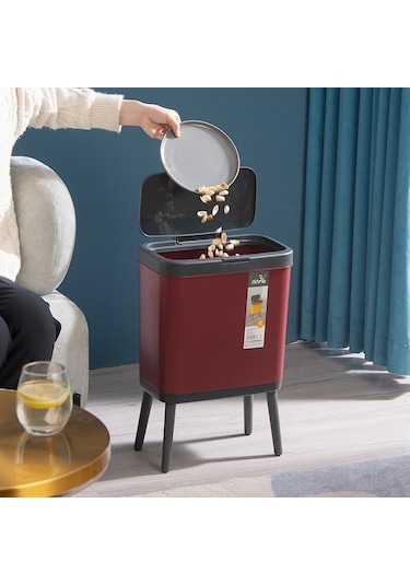 Sones Vitunhoo Tg3450 Uzun Bacaklı Çöp Kutusu Ev Tipi Kapaklı Çöp Kutusu Mürekkep Yeşili Yeşil