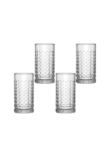 Bianca 4'lü Kristal Desenli Cam Meşrubat Bardağı Seti 466 Ml- Şık Ve Kullanışlı Şeffaf