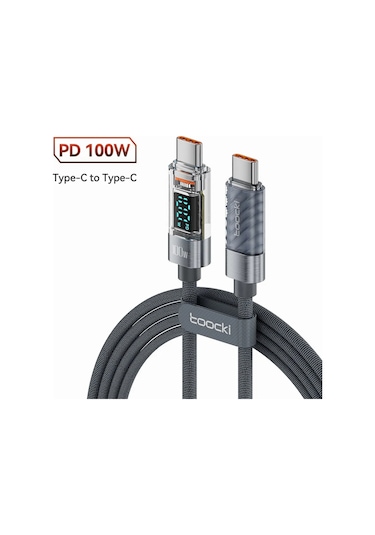 Toockitoocki C Tipi Kablo 100w Pd Hızlı Şarj Usb C Şeffaf Kablo Xiaomi Macbook Uyumlu İçin Gökyüzü Mavi 0.75 M