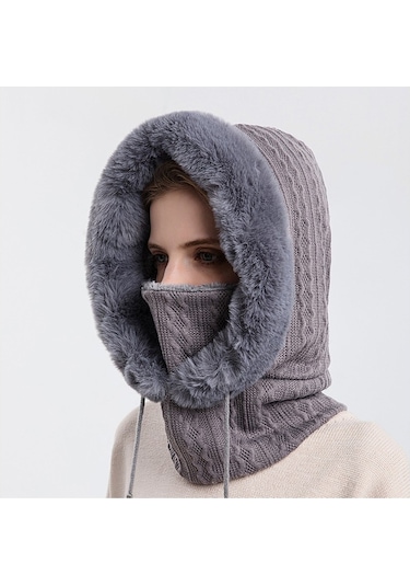 Ww Açık Havada Soğuğa Dayanıklı Kayak Şapkası, Yüz Maskesi, Tek Parça Soğuğa Dayanıklı Başlık - Gri