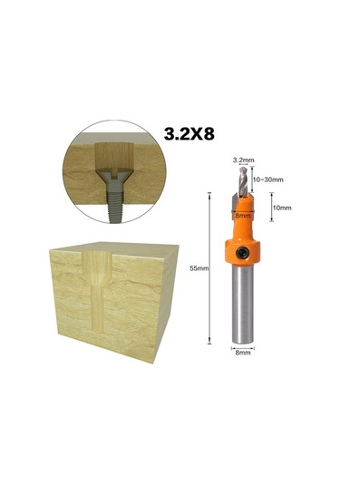 Moveevo Ahşap İşleri İçin 5 Adet 8mm Uç Çaplı Çelik Uçlu Konik Delik Matkap Seti - Otomatik Vidalama Delme Ve Vidalama Kurulumu İçin