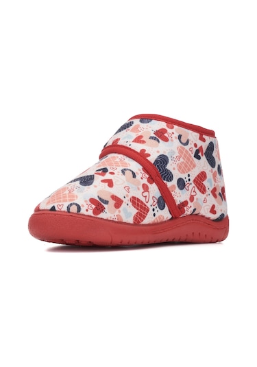 Günlük Unisex Çocuk Panduf Ev Ayakkabısı Esnek Kaymaz Taban Cırtlı Kreş Anaokulu Ayakkabı 263 Kırmızı