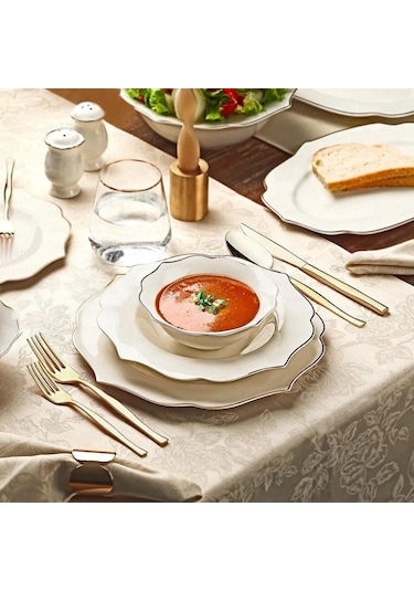 Nehir Lotus Gold 30 Parça Bone Porselen Yemek Takımı