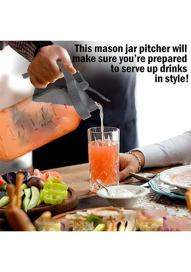 Qingmipy Sızdırmaz Geniş Ağızlı Cam Sürahi, 2 Litre Filtreli Soğuk Demleme İçecek Kabı, Su/meyve Suyu/çay/süt İçin Gri