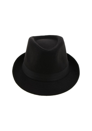 Klasik Tarz Retro Desenli Sıcak Tutan Yün Keçe Erkek Şapkası, Gangster Havalı Trilby Fedora Modeli, Dar Kesim Şık Aksesuar Siyah