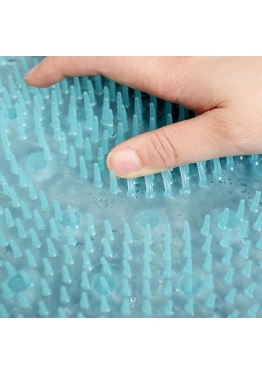 Pazly Tembel Silikon Banyo Masaj Fırçası, Kaymaz Masaj Pedi, Peeling Matı, Vakumlu Mavi Mavi