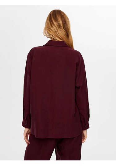 Faik Sönmez Boncuk Nakış Detaylı Tenselli Kadın Gömlek W26gml010 Mürdüm