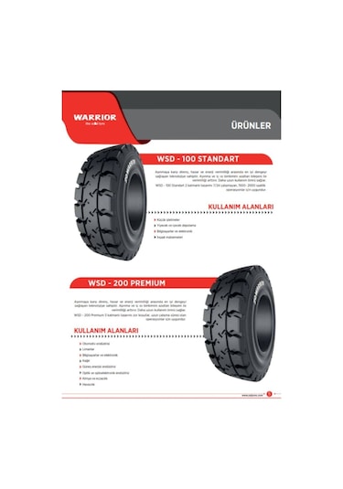 18x7-8 180/70-8 Warrior Wsd Standart Segmanlı Dolgu Forklift Lastiği
