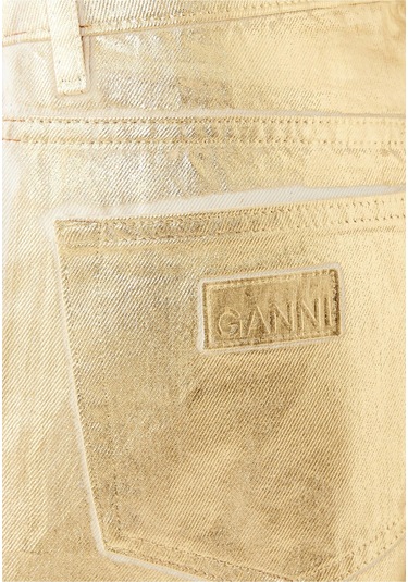 Ganni Parlak Denim Geniş Paça Kot Pantolon Çok Renkli