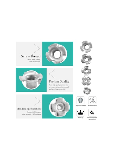 Geeksen 90 Parçalık Paslanmaz Çelik Çok Amaçlı Somun Vida Seti - 5 Farklı Boyutta Dayanıklı Tamir Takımı Diğer