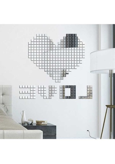 Dancemonkey 100 Adet 3b Aynalı Dekoratif Çıkartma - Ev/yatak Odası/mutfak İçin Gümüş Renk Gümüş