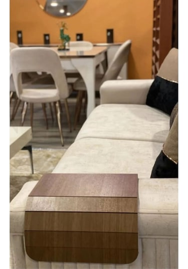 Yunusoğlu Home Katlanabilir Ahşap Koltuk Kenarı Yan Sehpa Amerikan Servisi Kanepe Kenarı Portatif Koltuk Tepsisi