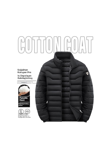 Erkek Kaz Tüyü Dolgulu Pamuklu Mont, Kışlık Dış Giyim, Kalın Ve Sıcak. Gri