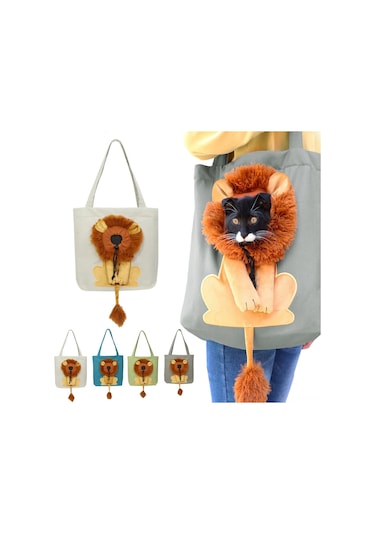 Vkemall Küçük Kedi/ Köpek İçin Soluk Gri Kanvas Taşıma Çantası - Soluklu, Taşınabilir, 5 Pound Kapasitesi, S Boyutu