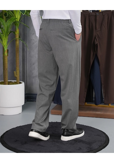 Modefendi Baggy Kesim Pile Detaylı Kumaş Pantolon Gri