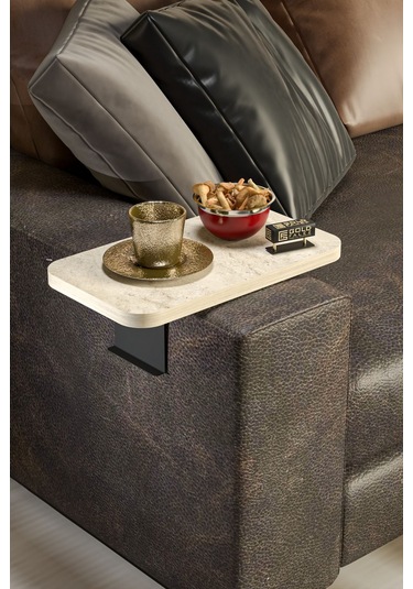 Yan Sehpa Ayarlanabilir Tepsi Dikdörtgen Dekoratif Modern Yatay Dikey Koltuk Sehpası Traverten Ekru