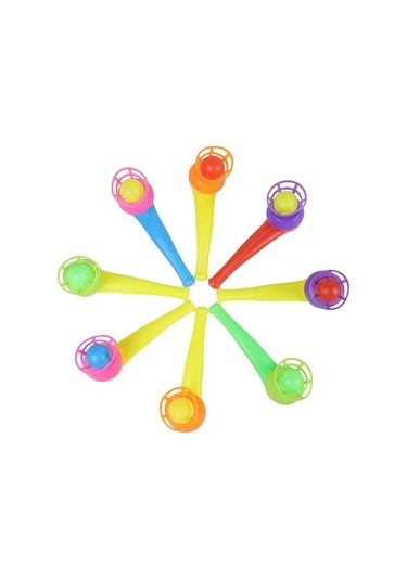 10 Adet Oyuncak Saksafon Popit Pipet Top Üfleme Oyunu Hediyelik Parti Eğlencesi 10