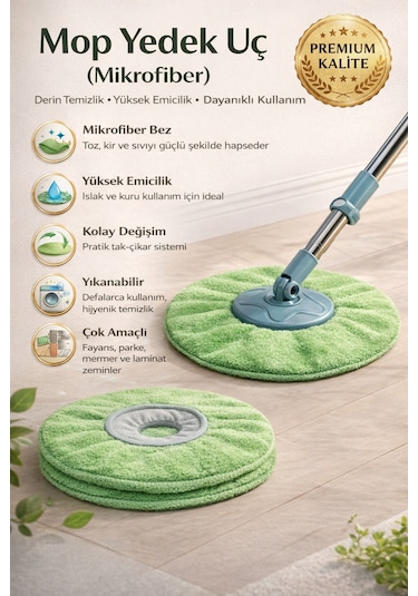 2katlı Mikrofiber Başlık Döner Moplar İçin