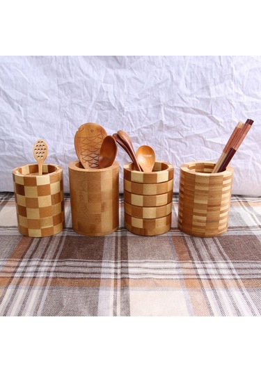 Suntek Doğal Bambu Mutfak Yemek Çubukları Gereçleri Tutucu