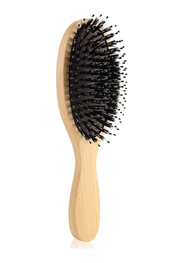 Vkemall Ahşap Saplı Piliç Tüyü Hava Yastığı Saç Fırçası - Saç Bakımı Ve Stilleri İçin Nemlendirici Kıllı Tıraş Fırçası