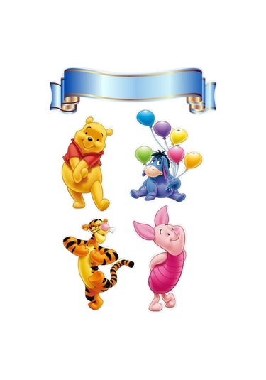 Yenilebilir Şekerli Kağıt Baskısı Cupcake Ve Pasta Resim Baskı Winnie The Pooh Temalı 77