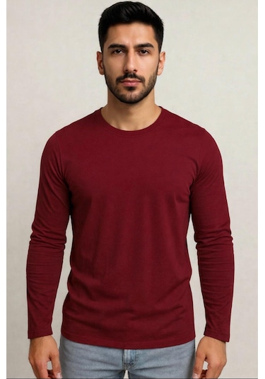 Axxel Erkek Bordo Uzun Kollu T-shirt-d240 Bordo