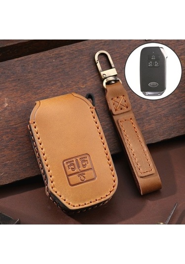 Wondernest Kia Carnival Ex/sx Hallmo Araba İnek Derisi Katlanır Anahtar Kılıfı Kahverengi