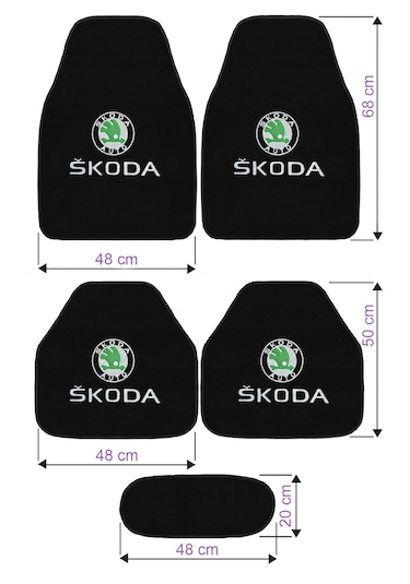 Skoda Uyumlu Nakış İşlemeli 5 Li Oto Halı Paspas Seti