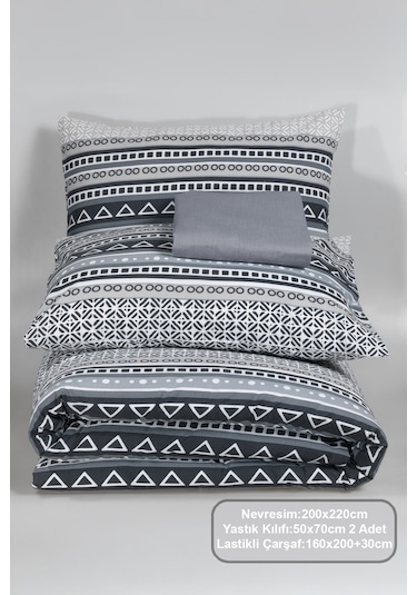 Elart Bruno Nevresim Takımı Çift Kişilik Lastikli Çarşaf 200x220 Cm Renksiz