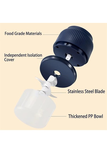 Usb Şarj Edilebilir Elektrikli Gıda Doğrayıcı - Sarımsak Presi, Kıyma Makinesi Siyah