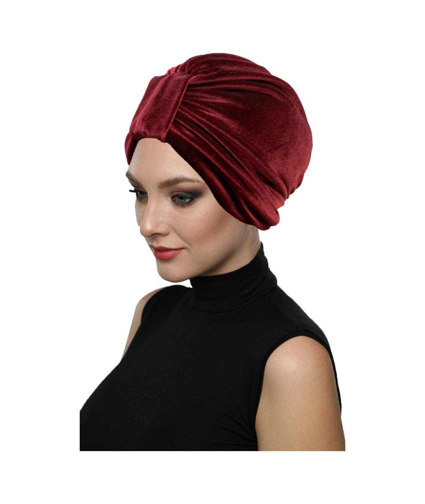 Kadife Kardelen Astarlı Bordo Hazır Türban Tesettür Bone Bordo