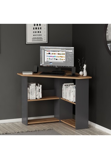 Corner Çalışma Masası Bilgisayar Masası Ofis Masası Kemençe - Antrasit