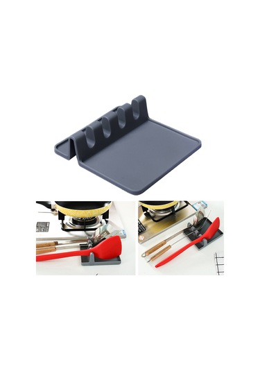 Suntek Isıya Dayanıklı Silikon Gereç Dayanağı Kepçe Ve Gri Gri