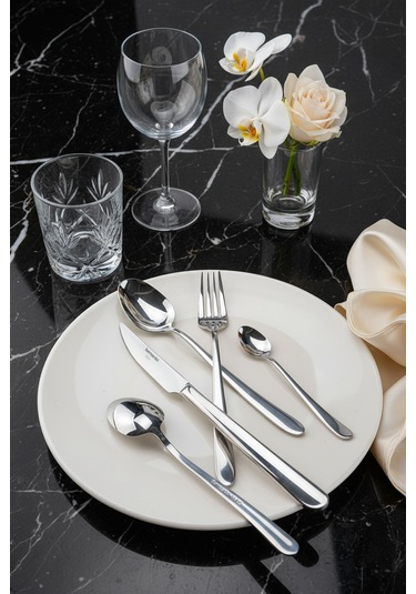 Bernardo Glare 36 Parça 6 Kişilik Çatal Kaşık Bıçak Takımı GÜmüş