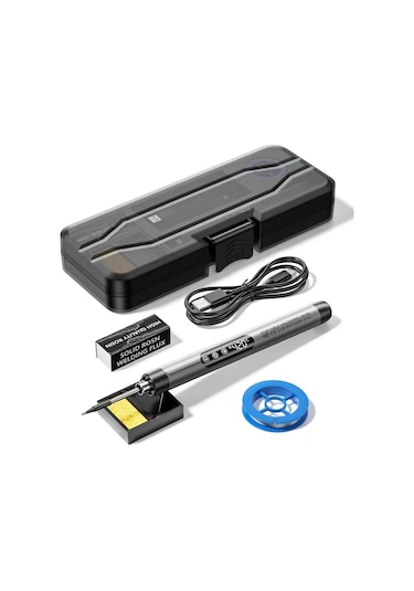 Usb Dijital Ekran Şarjlı Havya Seti 5 Vitesli Sıcaklık Ayarlanabilir Standart Sürüm Gri