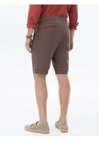 Kip Kahverengi Dokuma Casual Bermuda Çok Renkli