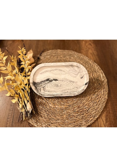 Dekoratif Takı Tabağı, Oval Sunumluk Saksılık Tütsülük Mumluk
