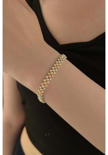 14 Ayar Altın Örme Dorika Sıralı Bileklik Sarı Altın