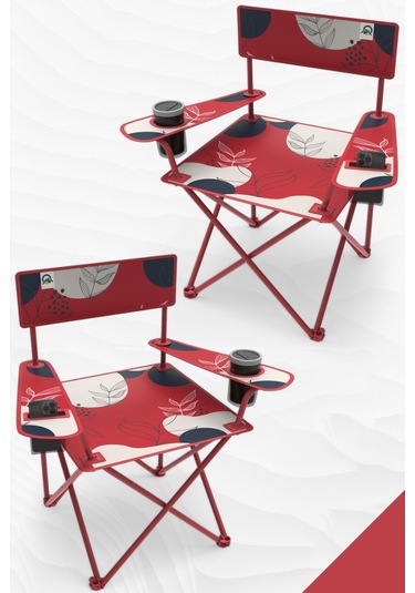 Perilla Qufi Katlanır Kamp Piknik Sandalyesi Rejisör Koltuğu 2 Adet - Kırmızı Kırmızı