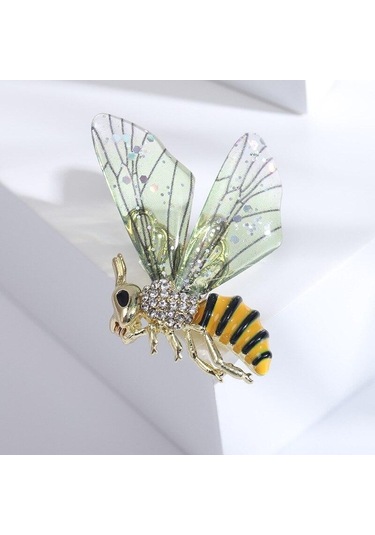 Yeşil Blucome Trendy Moda Damla Yağ Kakma Rhinestone Arı Broş Çevik Böcek Pin Ceket Takım Elbise Aksesuarları Yeşil