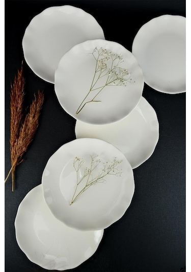 Digithome Kütahya Porselen Bergama 6 Lı Pasta Ve Sunum Tabağı Seti 19 Cm Krem - Ber19td142694 C320.105